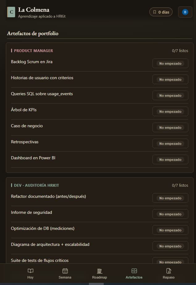 Artefactos — lo que tengo que producir sí o sí, no solo leer