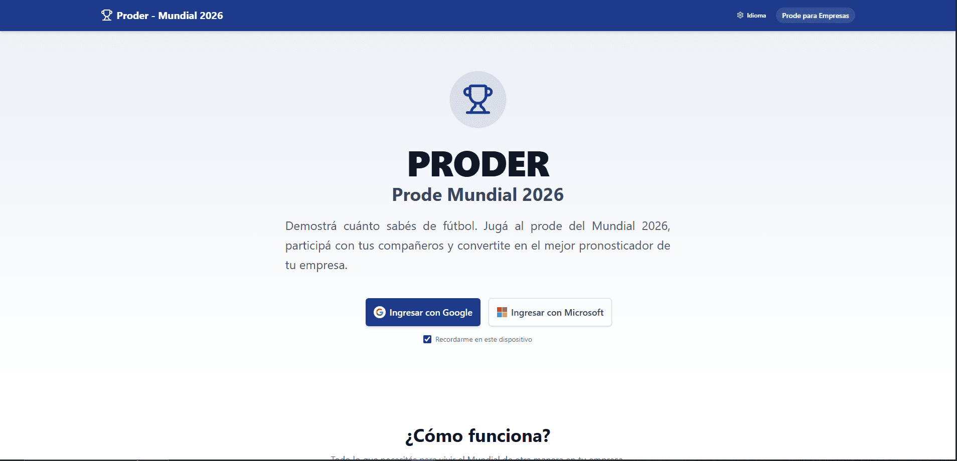 Acceso — la plataforma de prode para equipos de trabajo