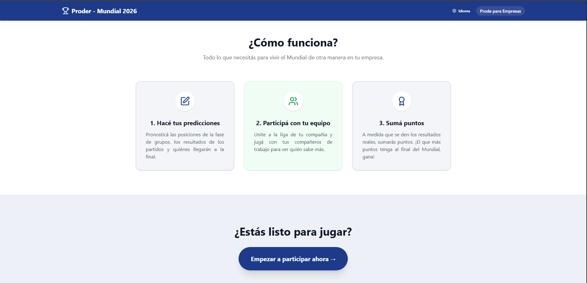 Landing — cómo funciona en 3 pasos