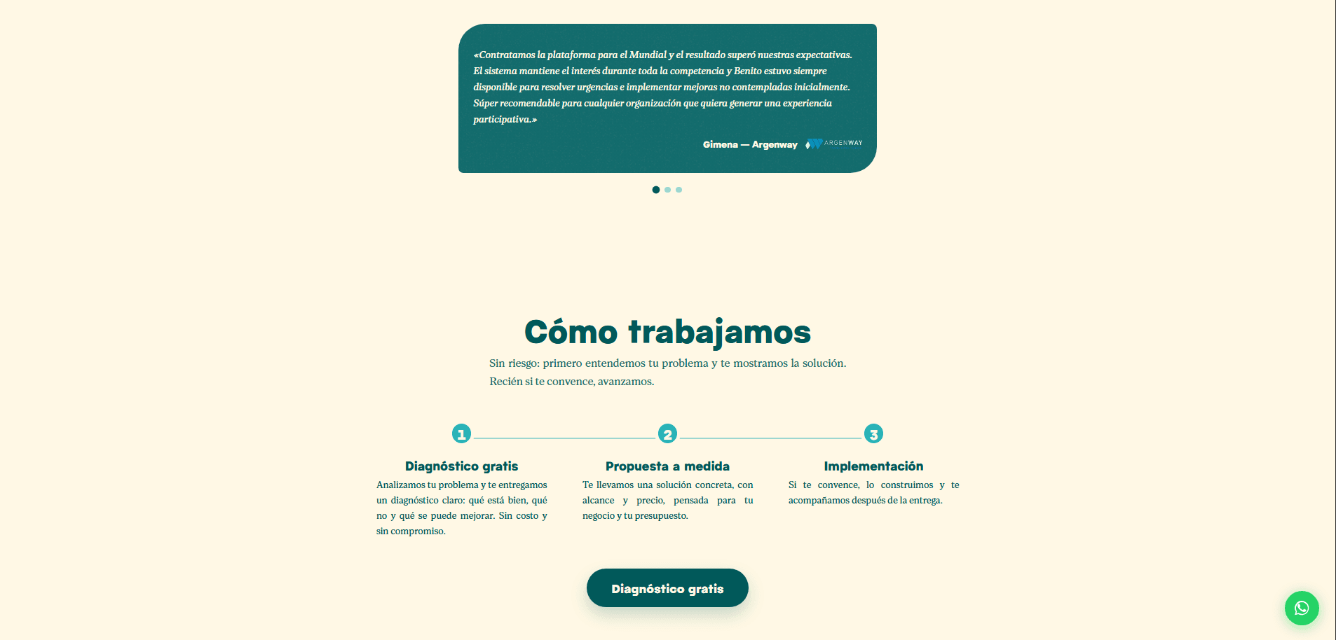 Social proof — testimonios de clientes reales