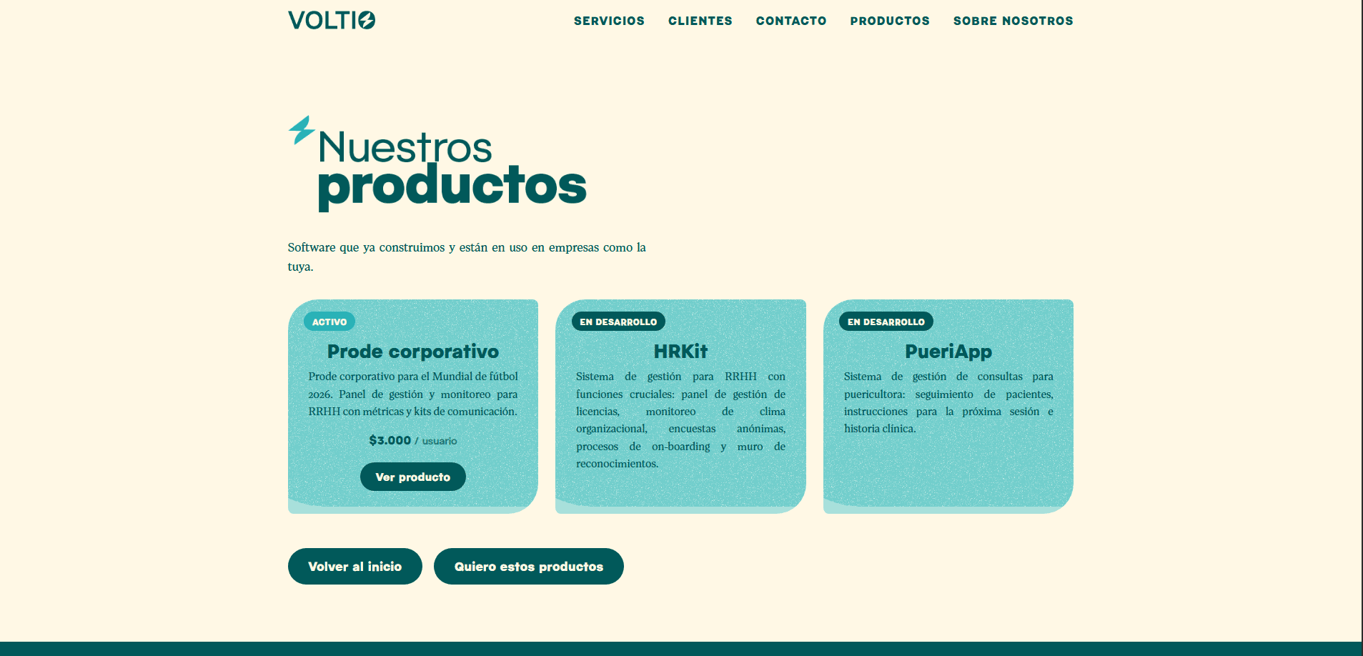 Productos — exposición de lo que ya construí